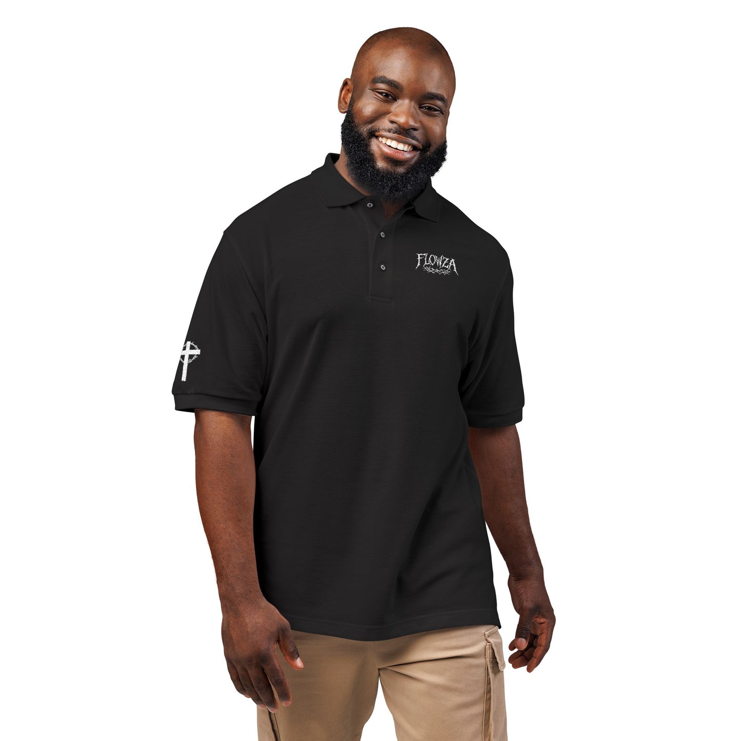 Flowza Polo (black+embroidery)